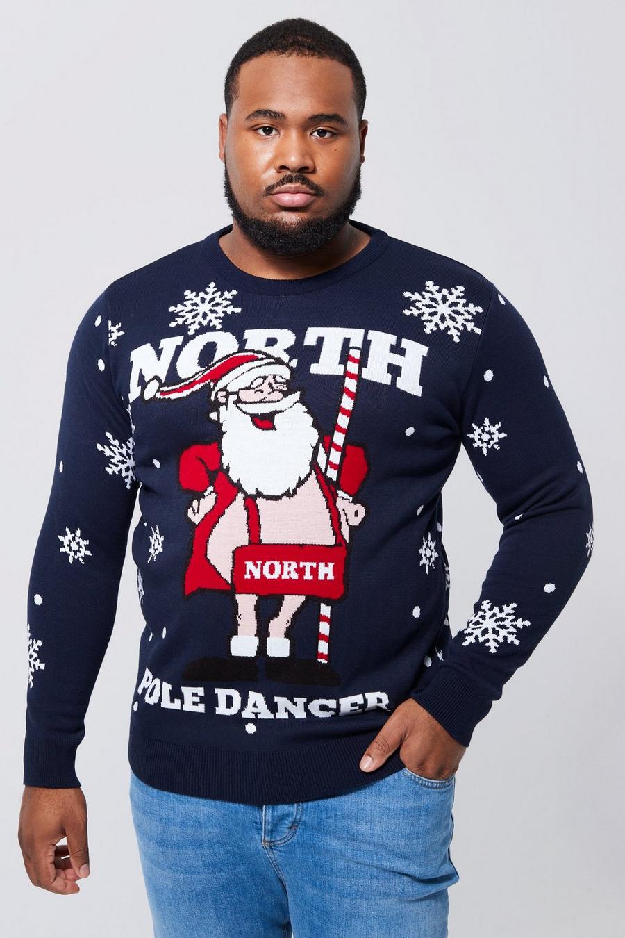 Grande taille - Pull de Noël à slogan North Pole Dancer, Navy image number 1