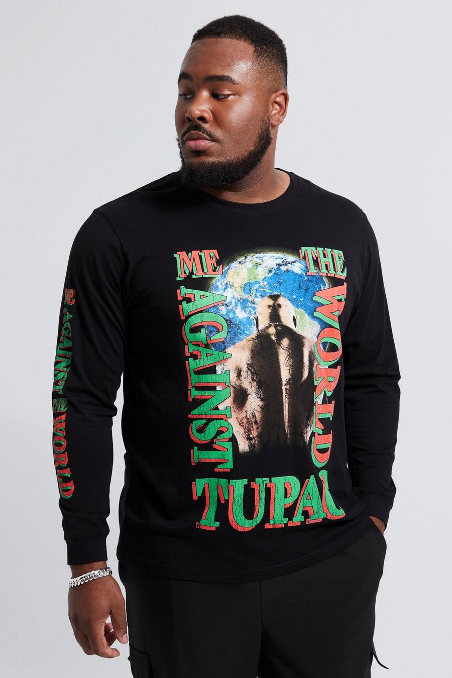 Grande taille - T-shirt à imprimé Tupac, Black image number 1