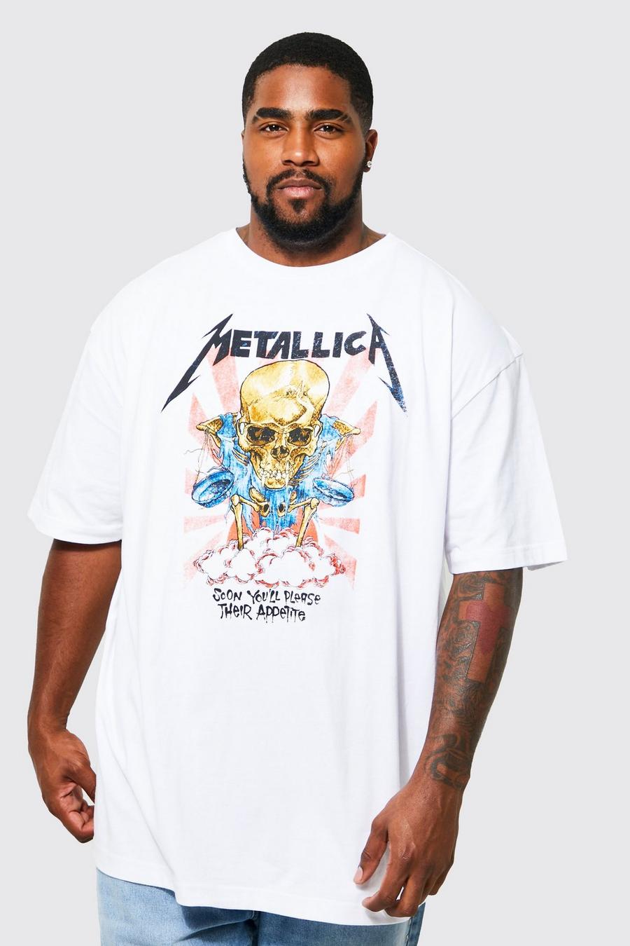 White Plus Metallica Skull License T-shirt image number 1