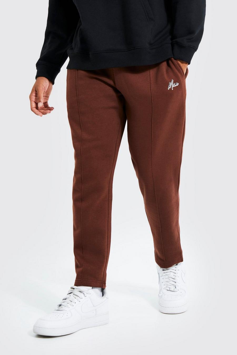 Pantalón deportivo MAN ajustado con alforza, Chocolate marrone