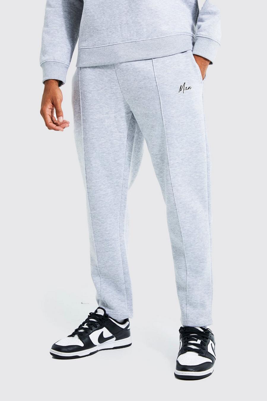 Pantalón deportivo MAN ajustado con alforza, Grey grigio