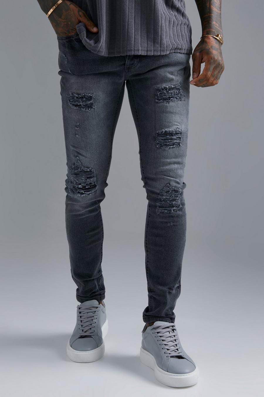 Mid grey Skinny Rip & Repair Jeans image number 1