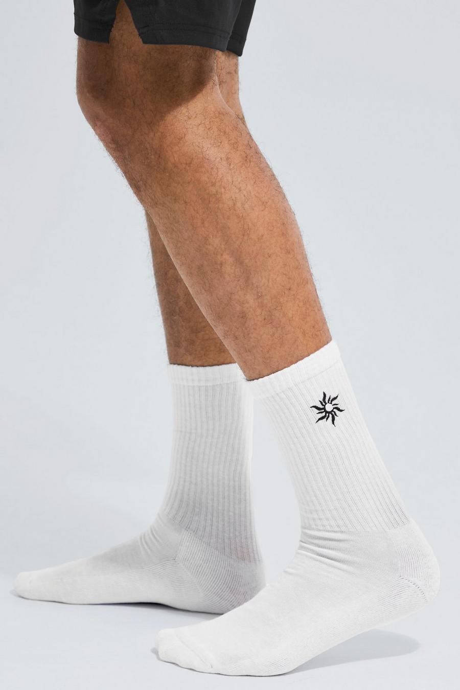 White Embroidered Star Sock image number 1
