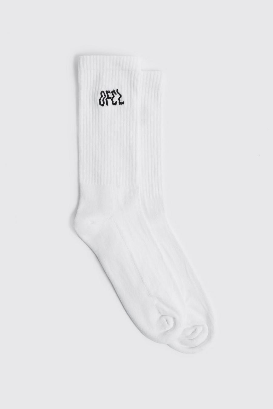 White blanc Embroidered Ofcl Wavy Sock image number 1
