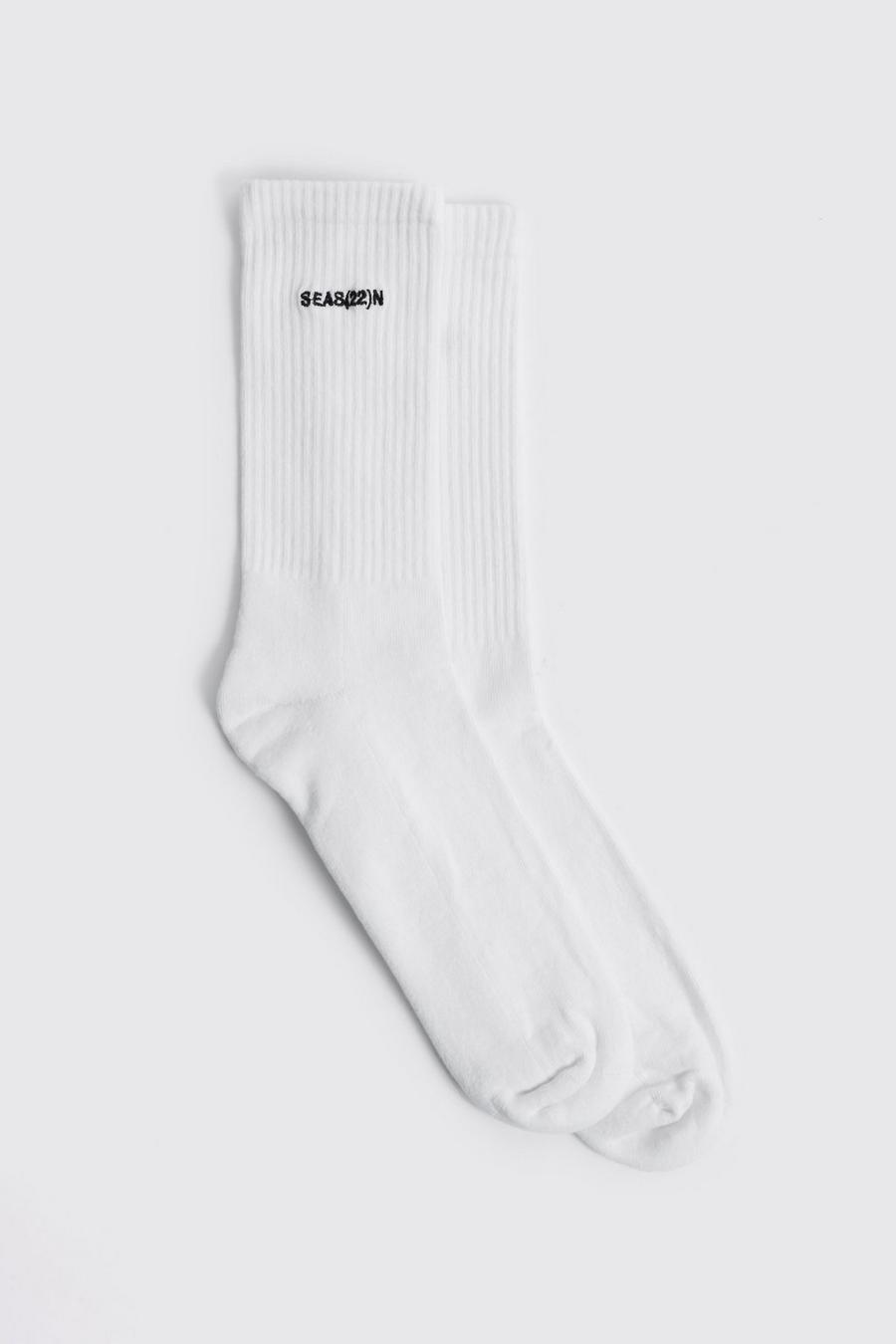 White Embroidered Season 22 Sock image number 1