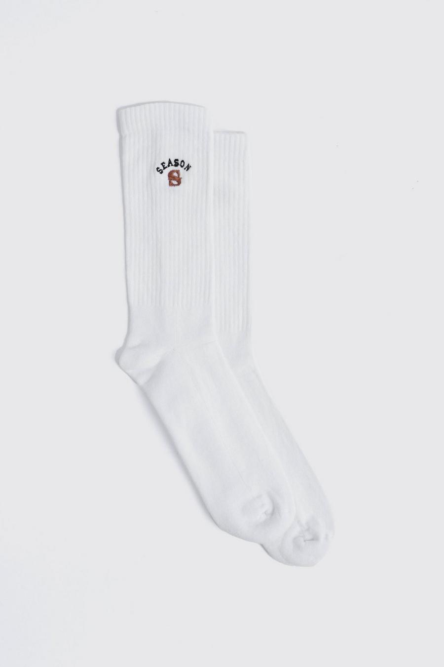 White blanc Embroidered Season S Sock image number 1