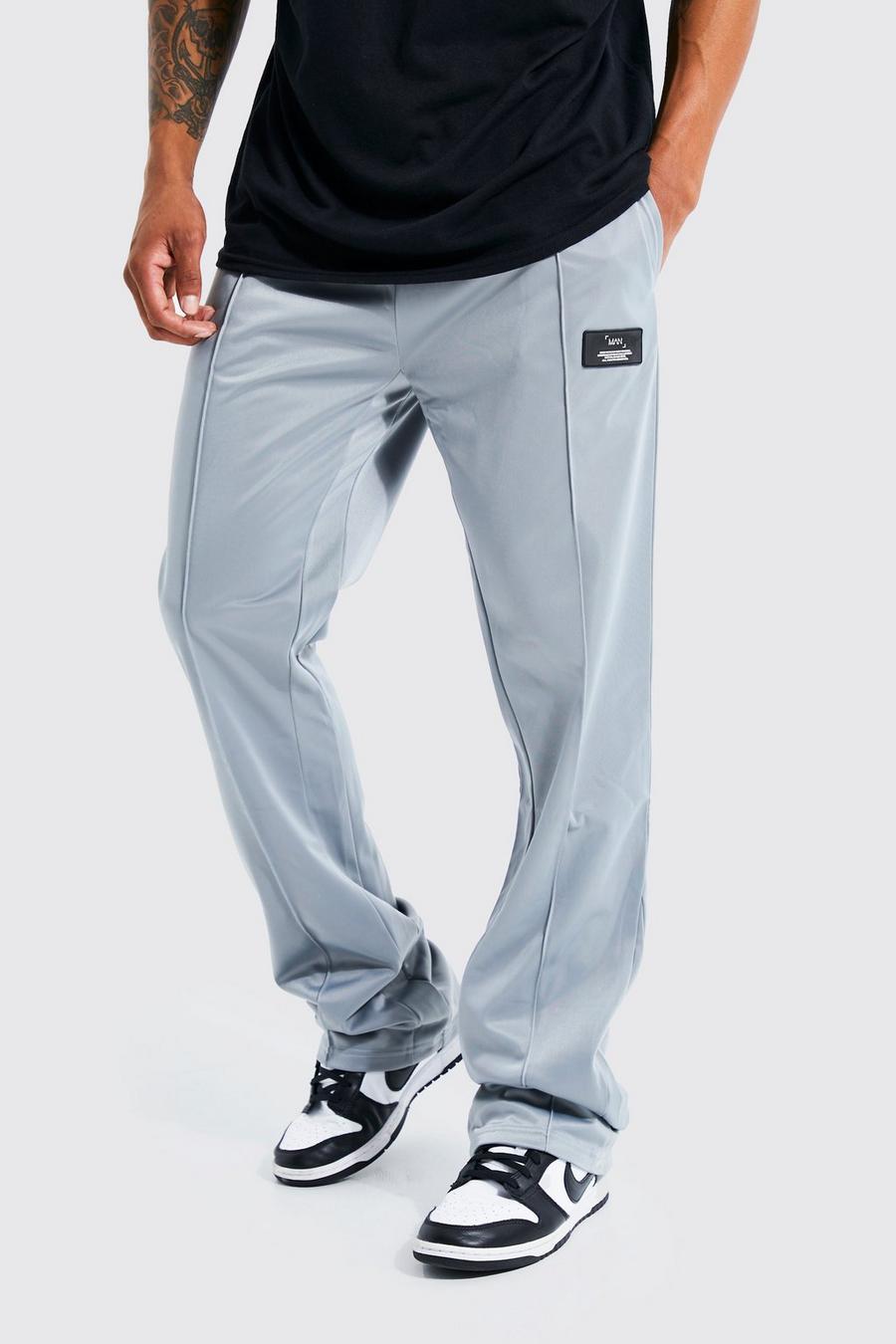 Grey gris Man Slim Stacked Flare Pintuck Tricot Jogger