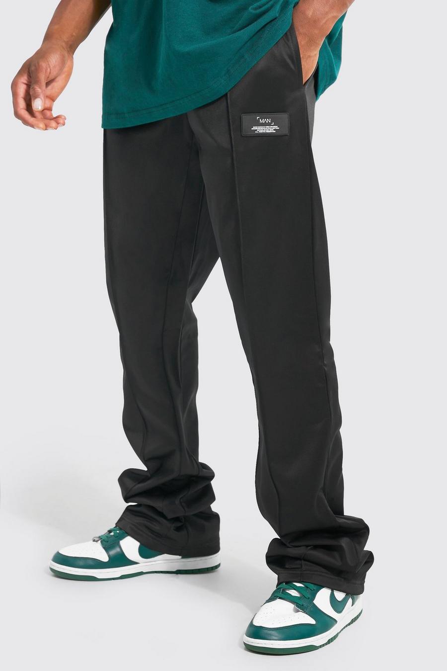Black Man Slim Stacked Flare Pintuck Tricot Jogger image number 1