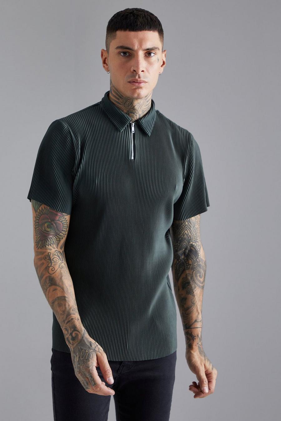 Forest Slim Fit Pleated Zip Polo image number 1