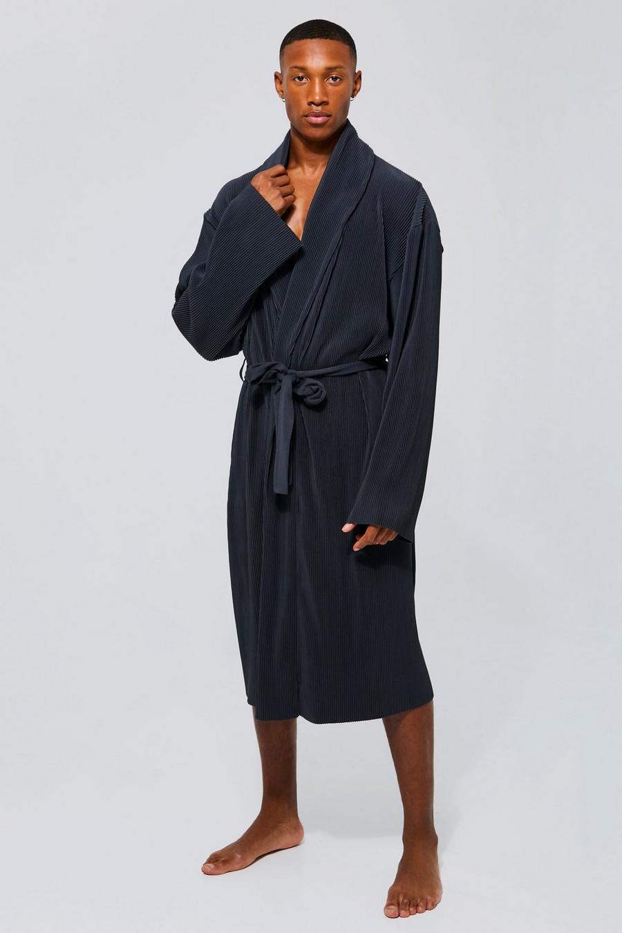 Charcoal grå Shawl Pleated Robe image number 1