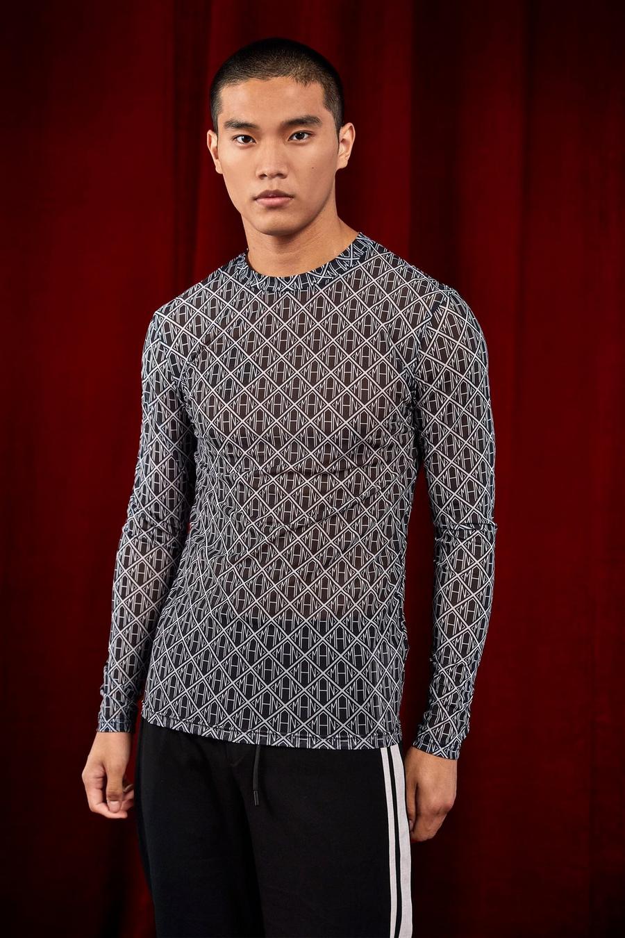 graphic mesh long sleeved