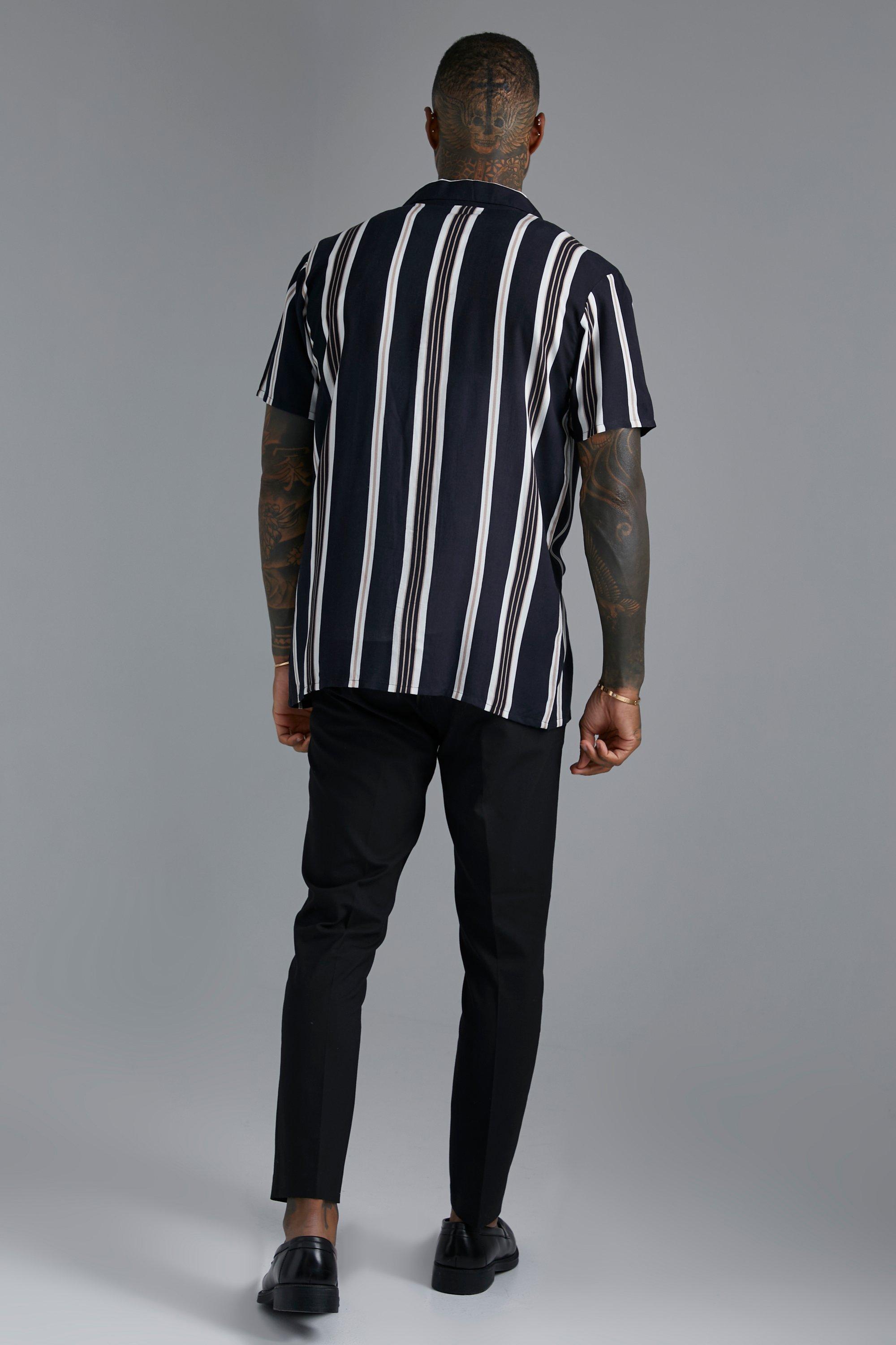 Short Sleeve Stripe Viscose Shirt
