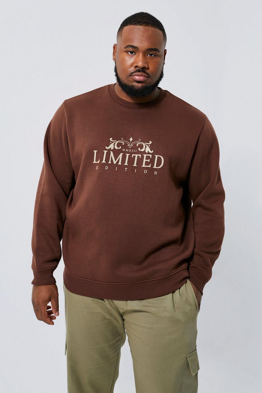 Chocolate brown Plus Limited Edition Print Sweatshirt