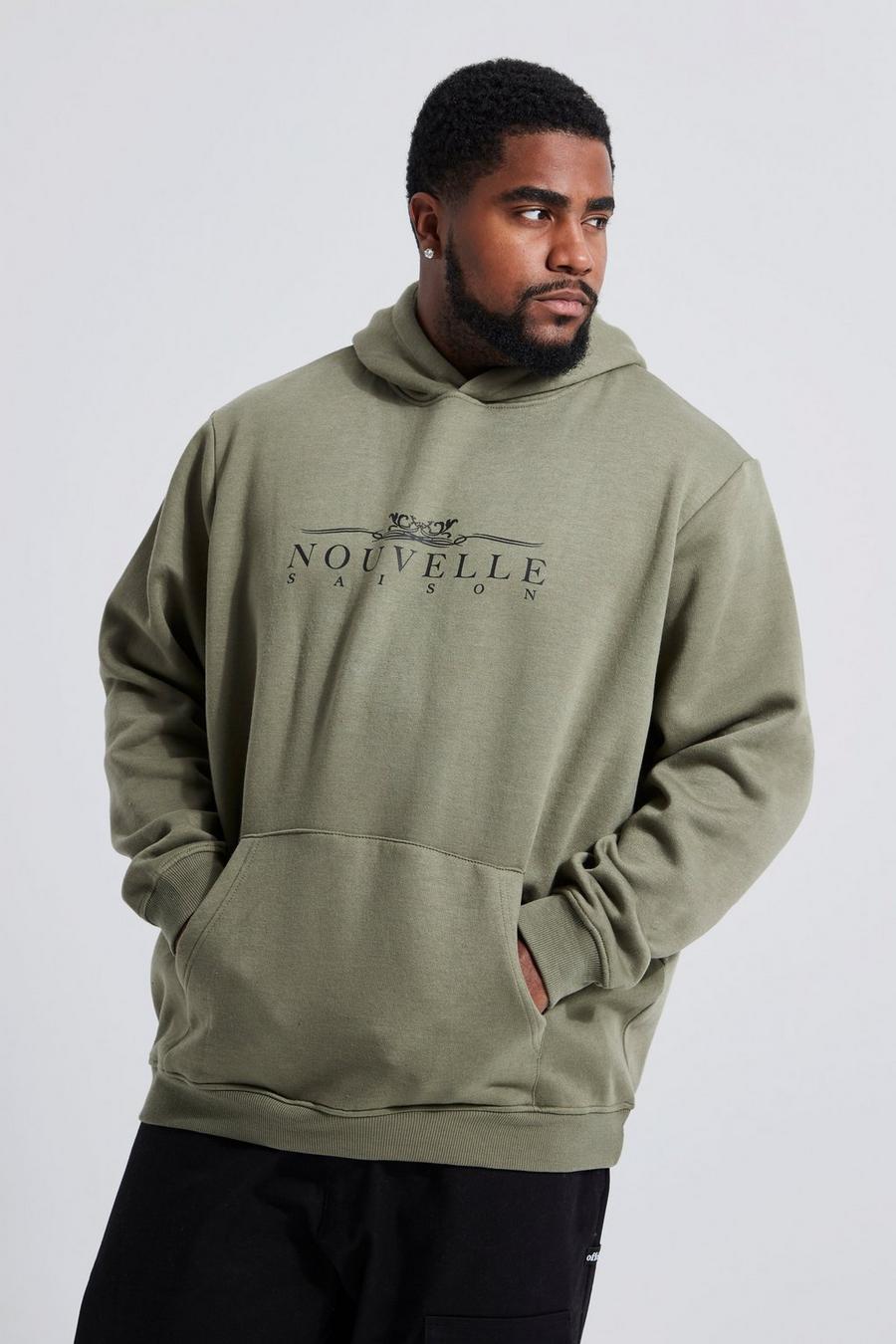 Olive green Plus Nouvelle Print Hoodie