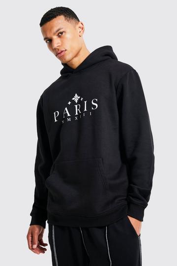 Black Tall Paris City Print Hoodie