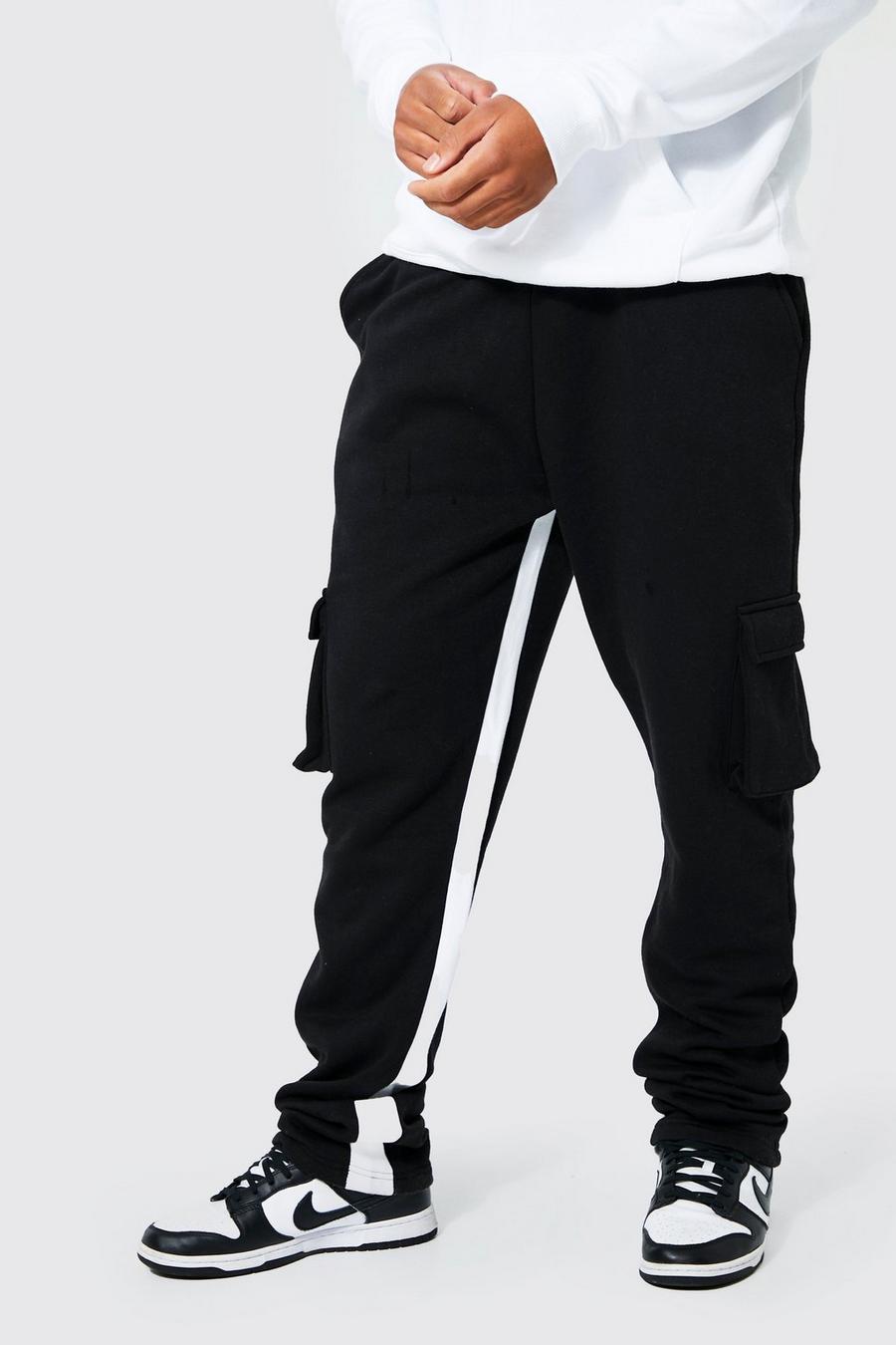 Black Tall Regular Fit Gusset Panel Cargo Jogger image number 1