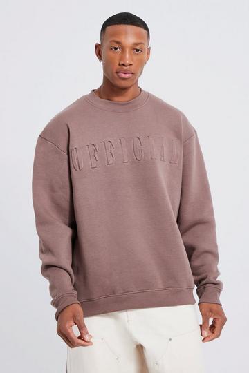 Oversized Official Debossed Sweatshirt taupe