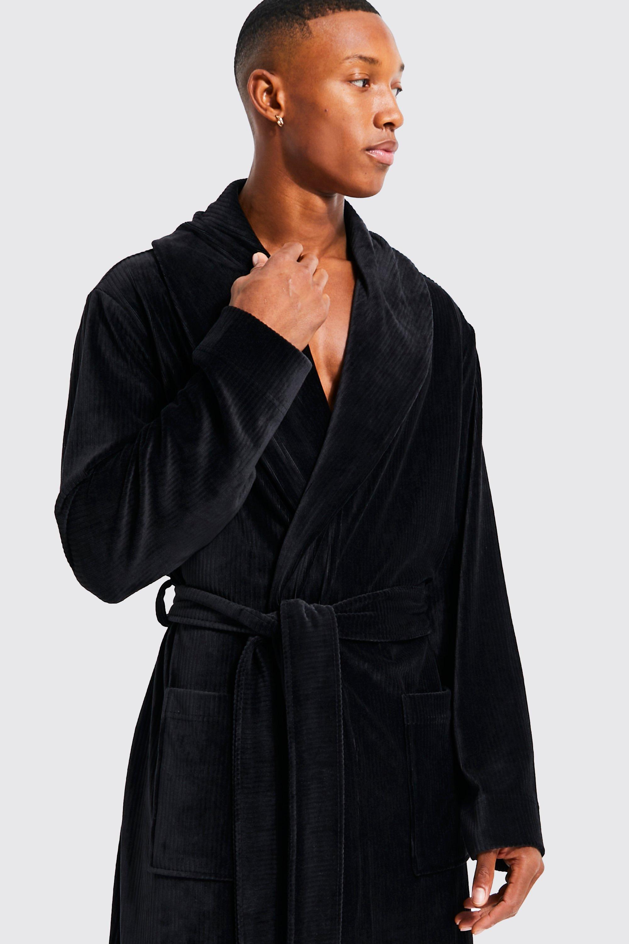 Mens soft dressing hot sale gown with hood