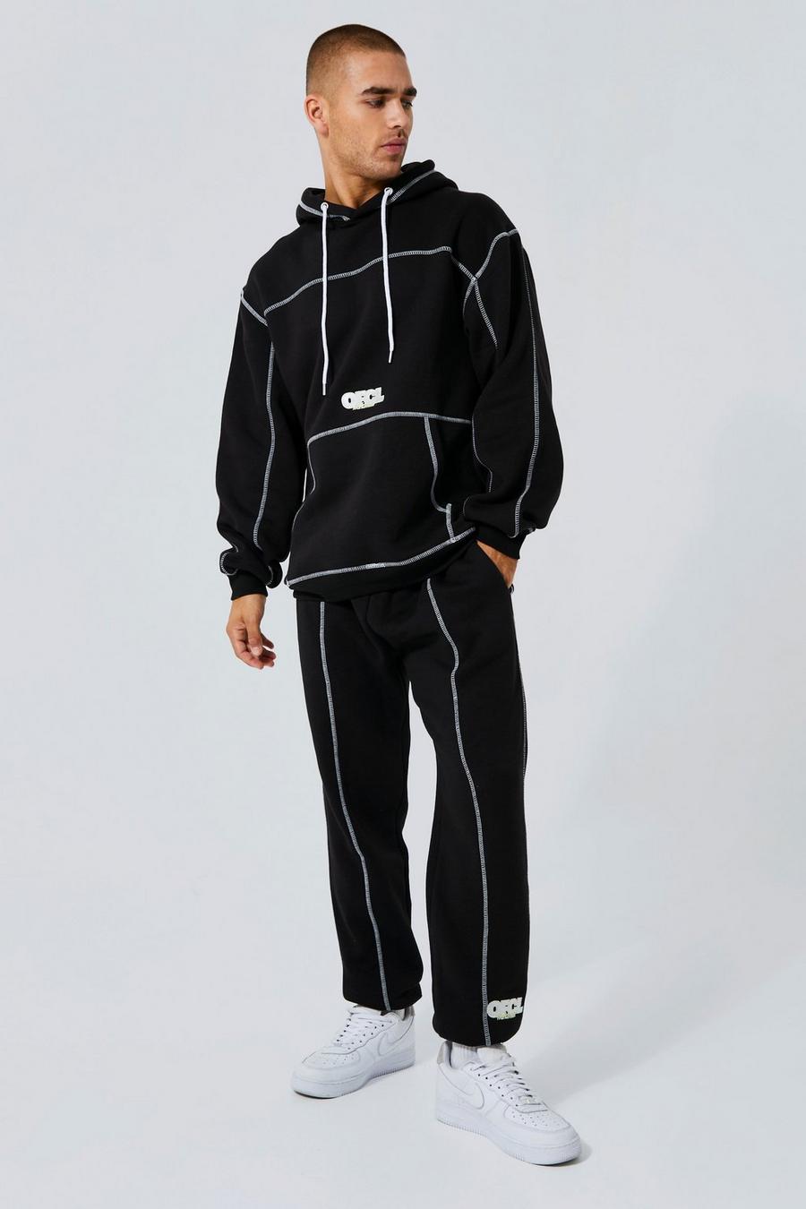 Black Ofcl  Contrast Stitched Hooded Tracksuit