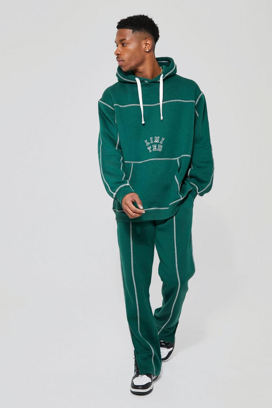 Forest vert Limited Oversized Contrast  Hooded Tracksuit