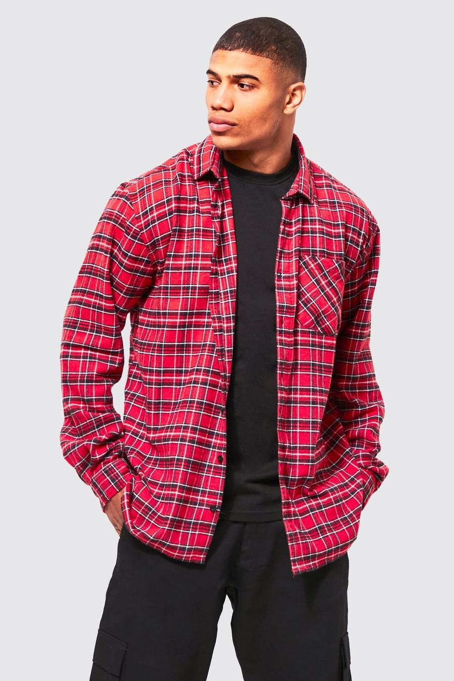 Red Oversized Check Shirt image number 1