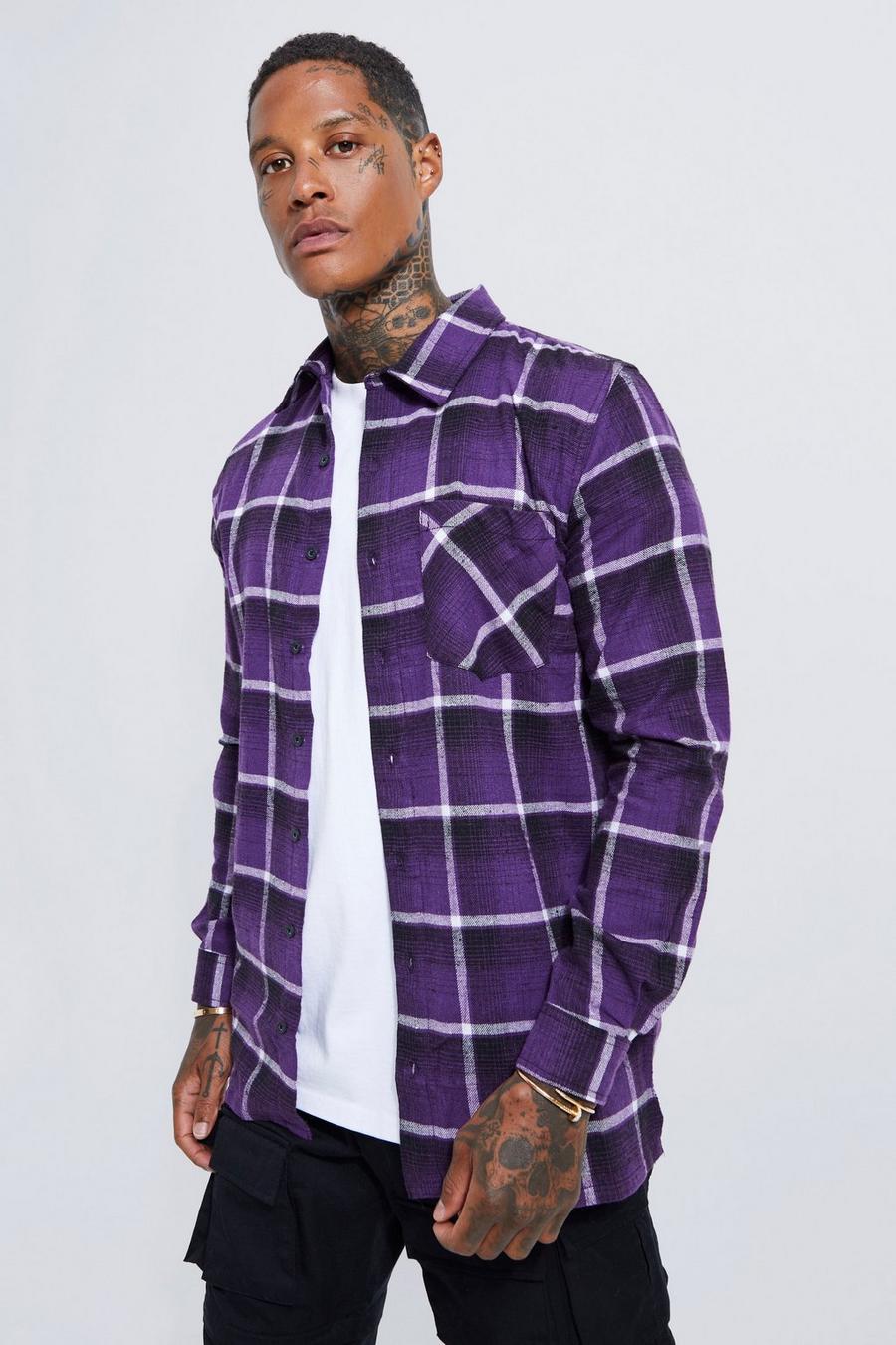Purple violet Longline Check Shirt