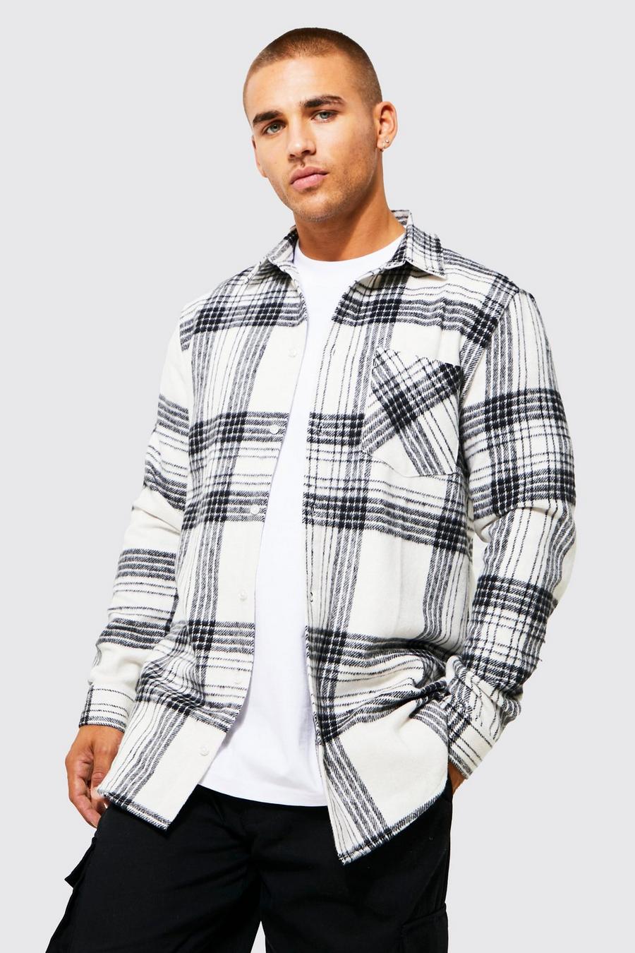 White weiß Longline Check Shirt image number 1