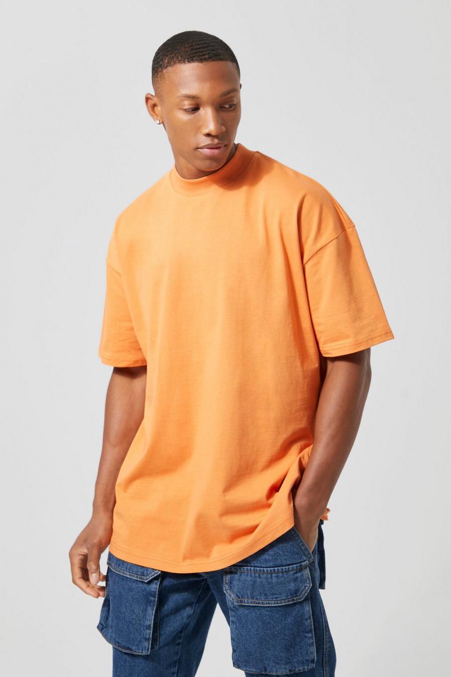 Rust Oversized Extended Neck Heavyweight T-shirt image number 1