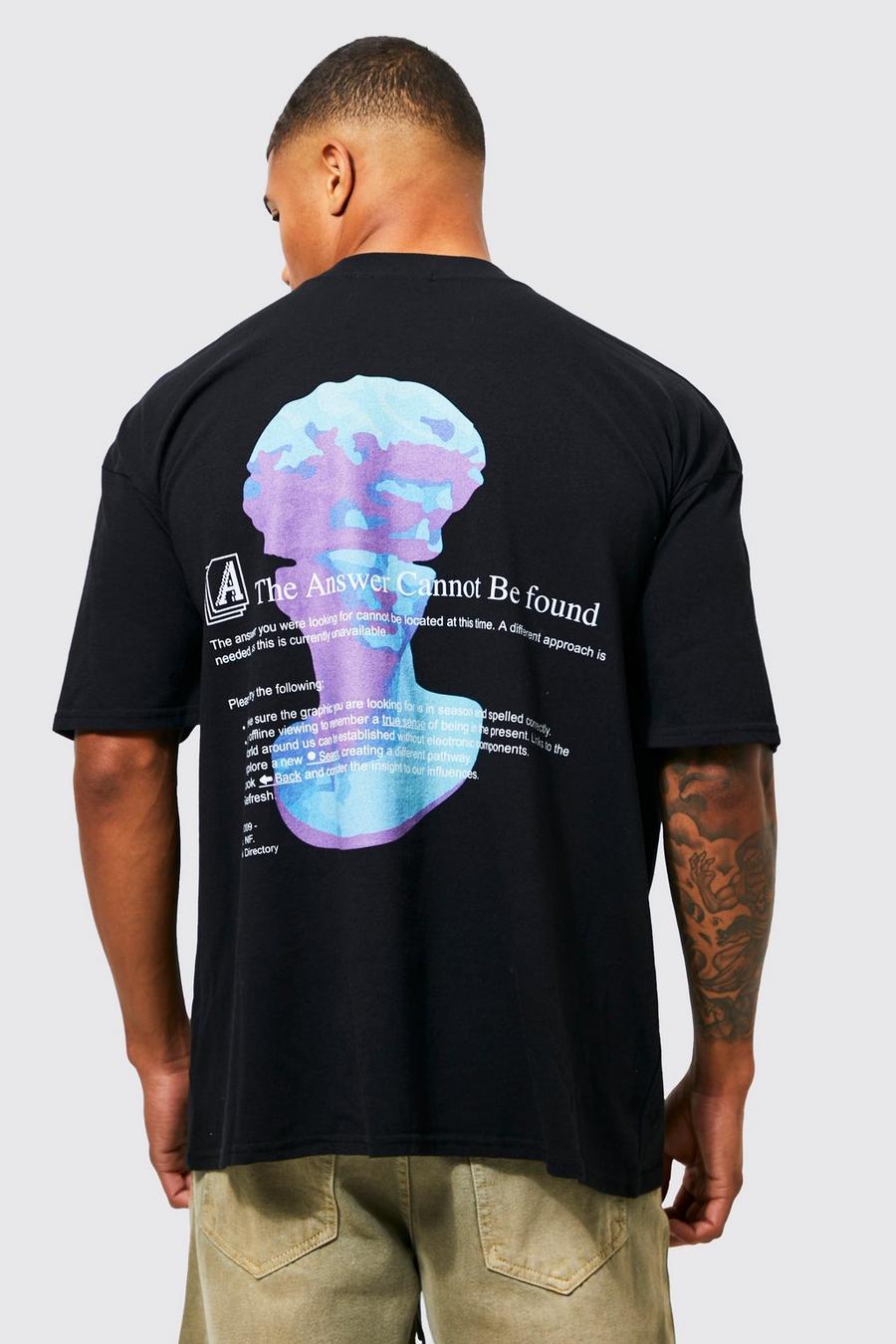 Black Oversized Extended Neck Statue Print T-shirt image number 1