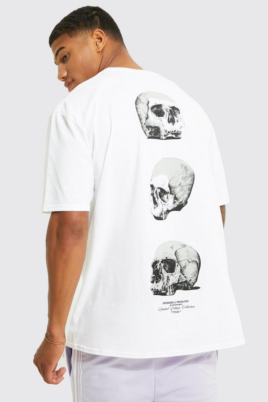 Camiseta oversize con estampado gráfico de calavera, White image number 1