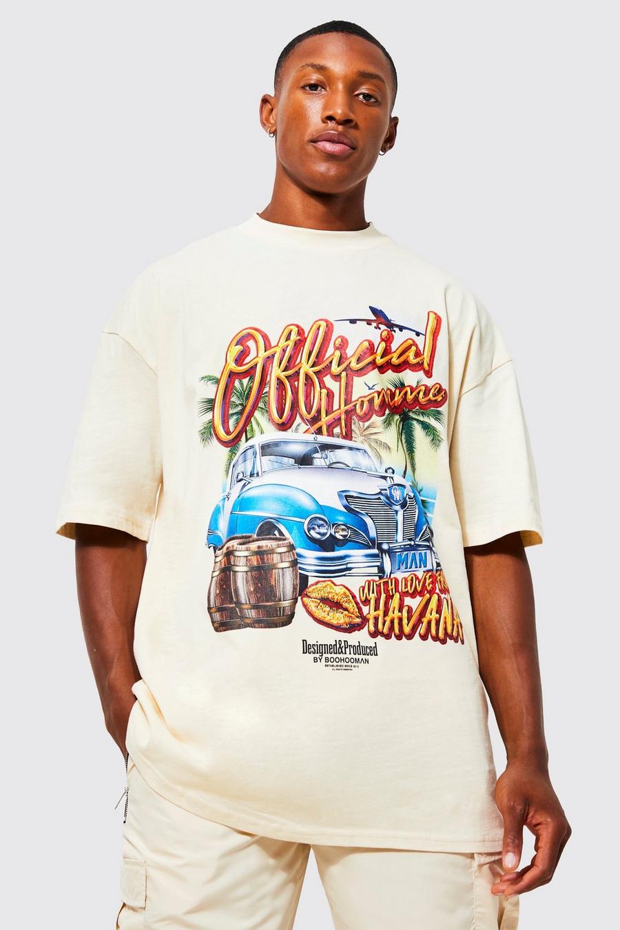 Oversized Extended Neck Car Graphic T-shirt