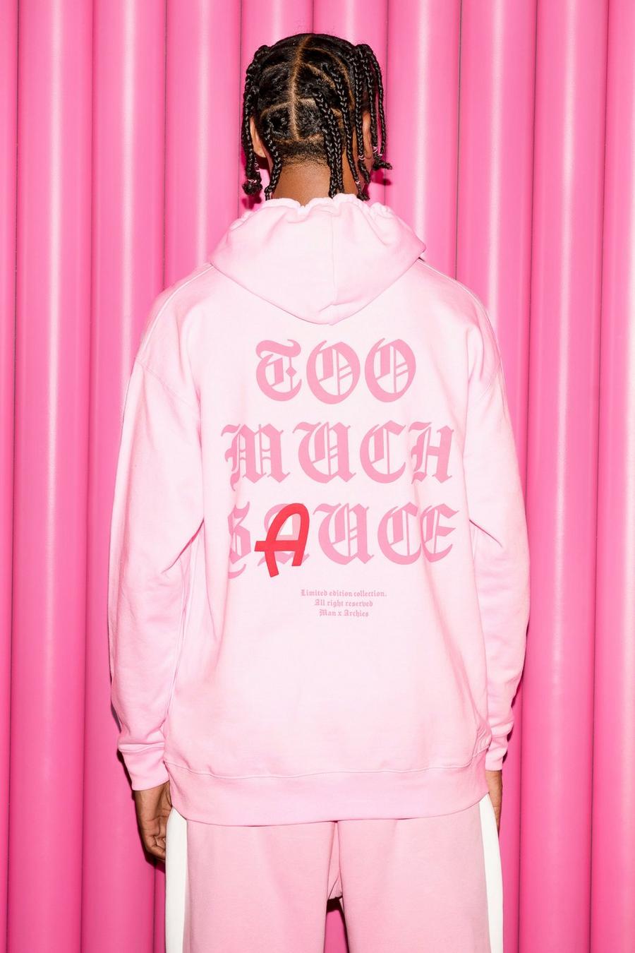 Dusty pink Archies Oversize hoodie med tryck image number 1