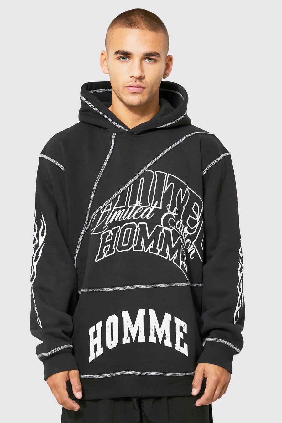 Black Oversize hoodie med tryck image number 1