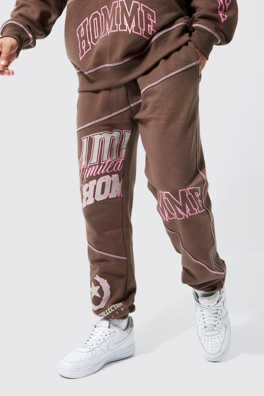 Coffee Spliced Varsity Graphic Joggers image number 1