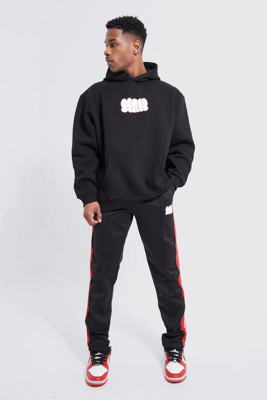 Black Oversized Man Hoodie And Tricot Jogger Set