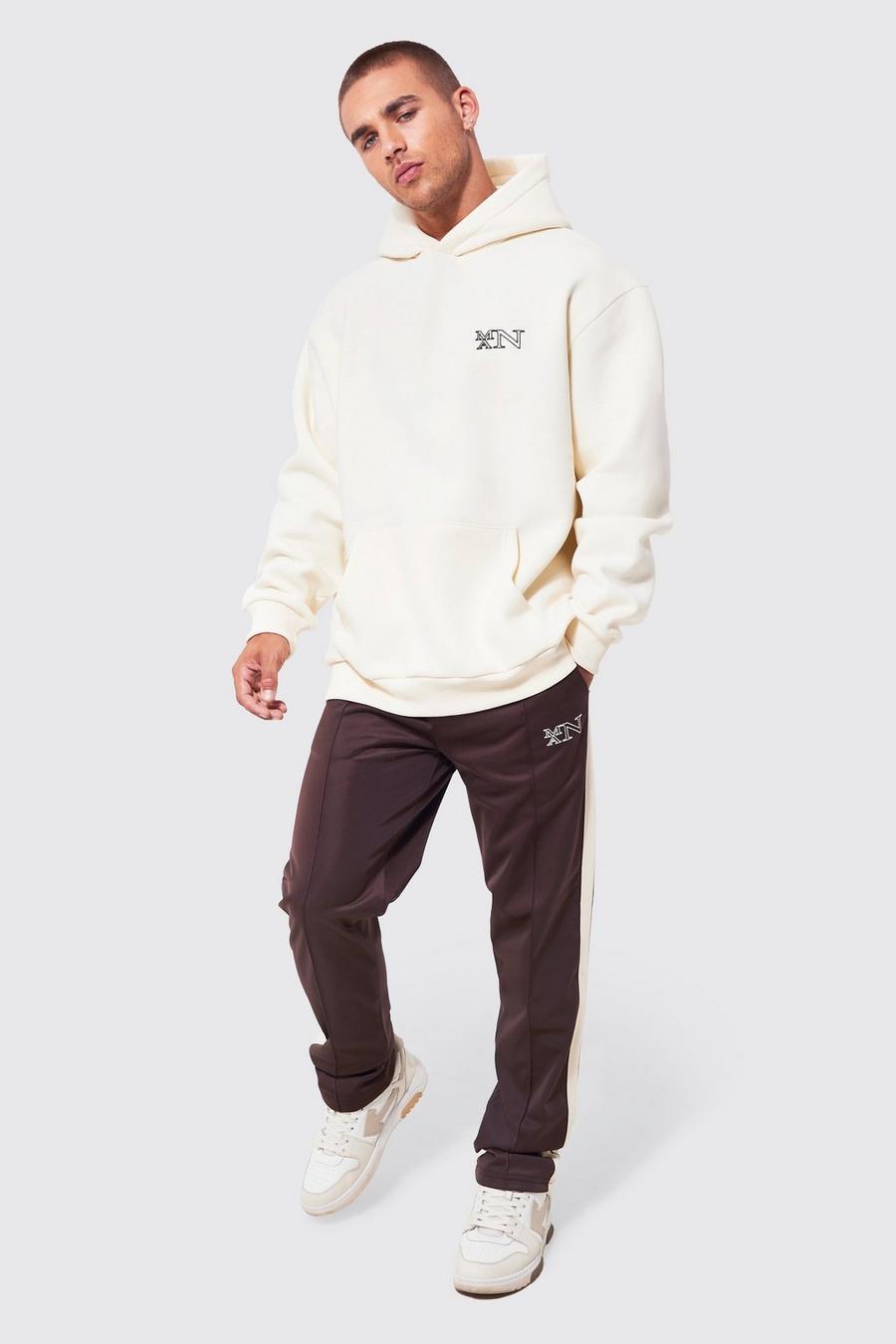 Chocolate Oversized Man Hoodie And Tricot Jogger Set image number 1