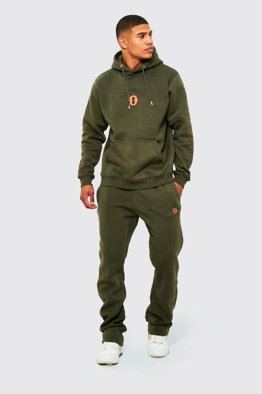 Olive green Man Varsity Stacked Hooded Tracksuit