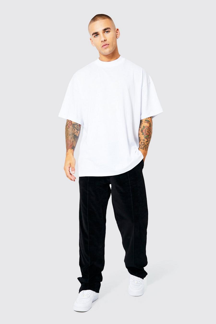 Black Oversized T-shirt And Velour Jogger Set image number 1