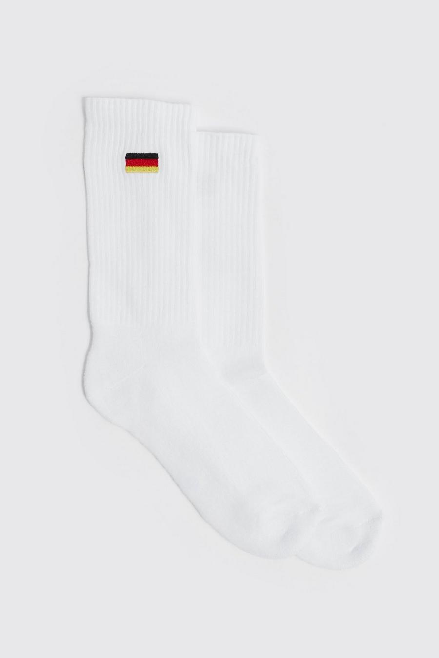 White Deutschland Embroidered Socks image number 1
