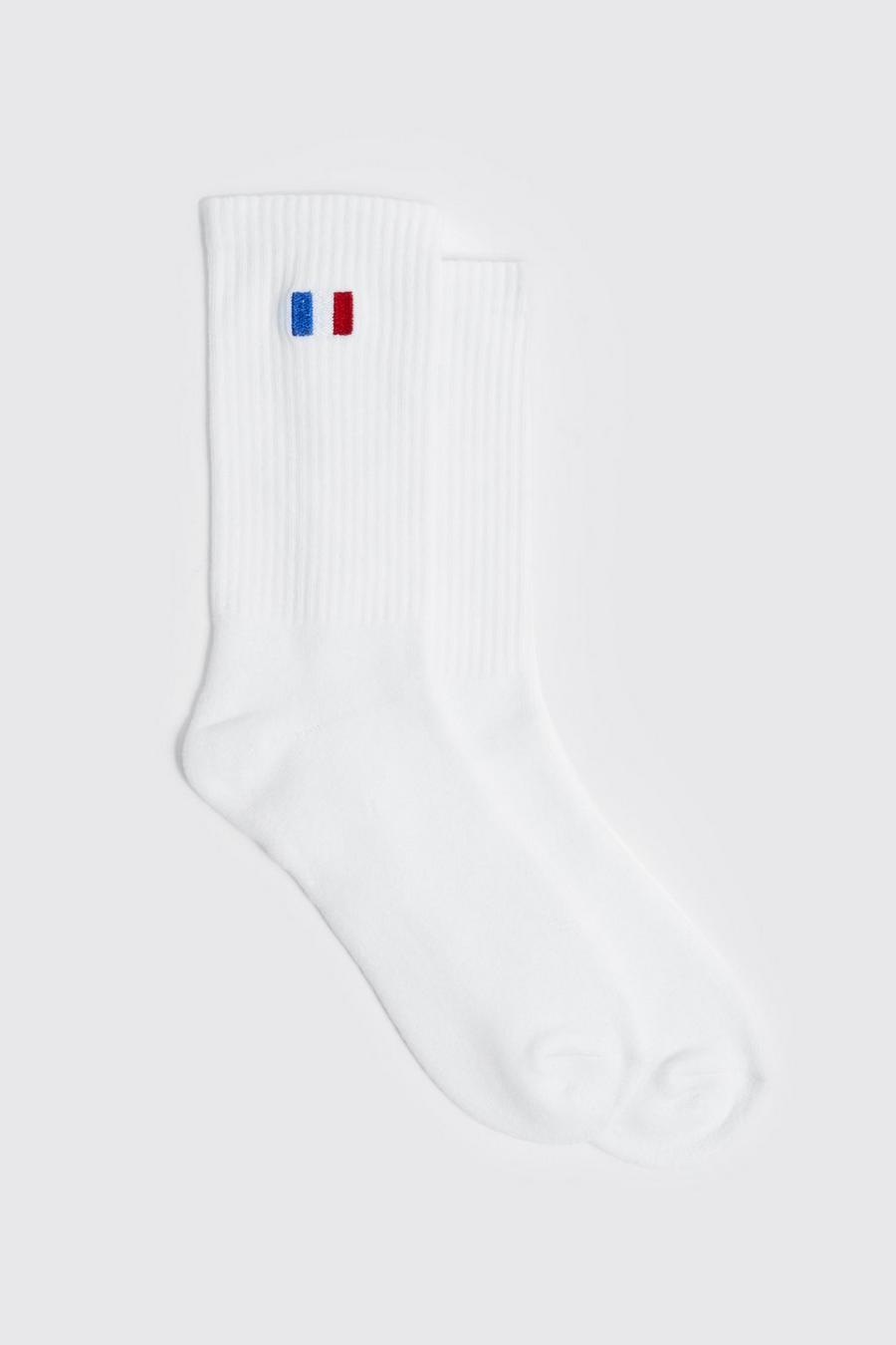 לבן גרביים עם כיתוב France רקום image number 1
