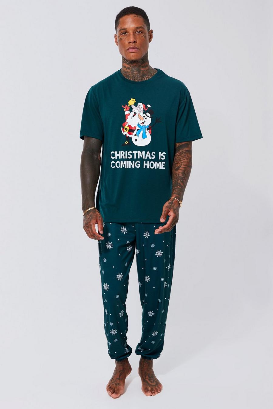 Xmas Coming Home Loungewear-Set mit Jogginghose, Forest image number 1