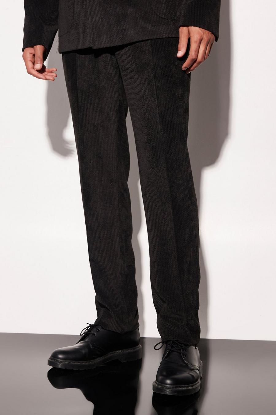 שחור מכנסי חליפה קורדרוי בגזרה צרה, לגברים גבוהים image number 1