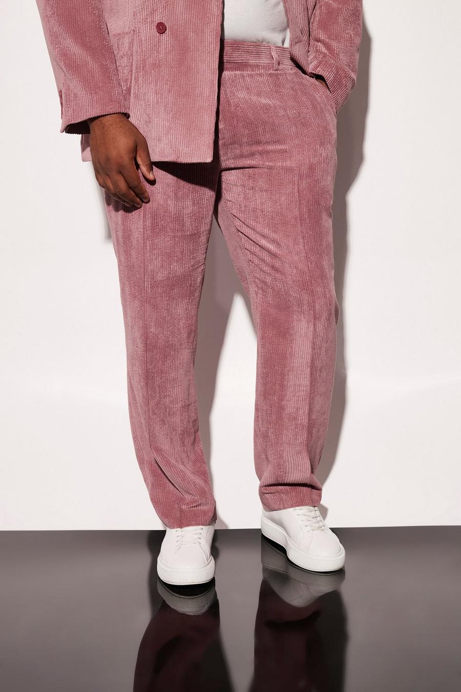 Pale pink Plus Slim Cord Suit Trousers
