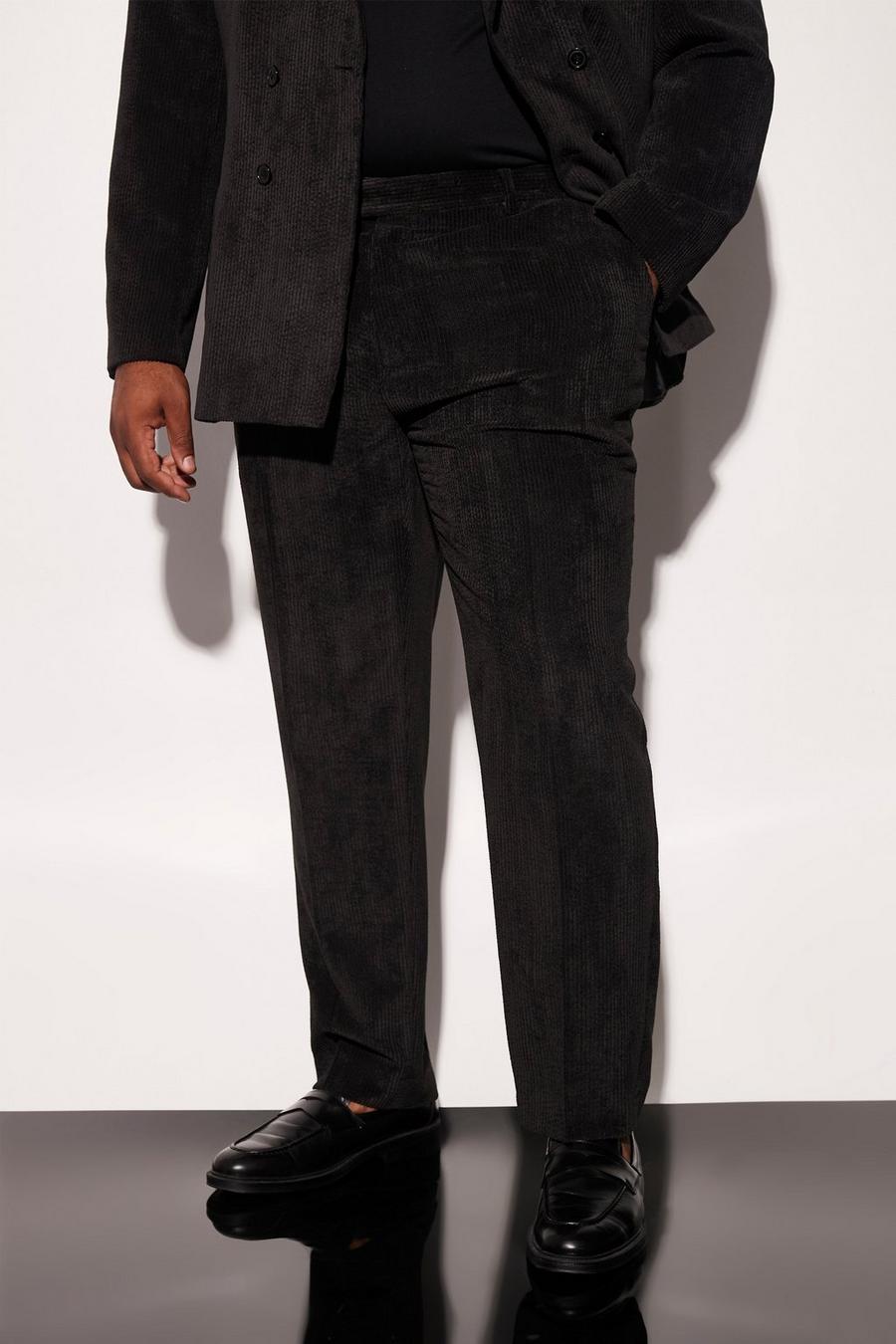 Black Plus Slim Cord Suit Trousers image number 1