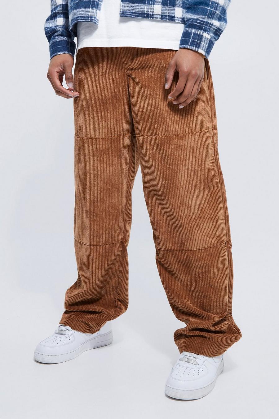 Pantaloni extra comodi in velluto a coste con fibbia in vita, Sand image number 1