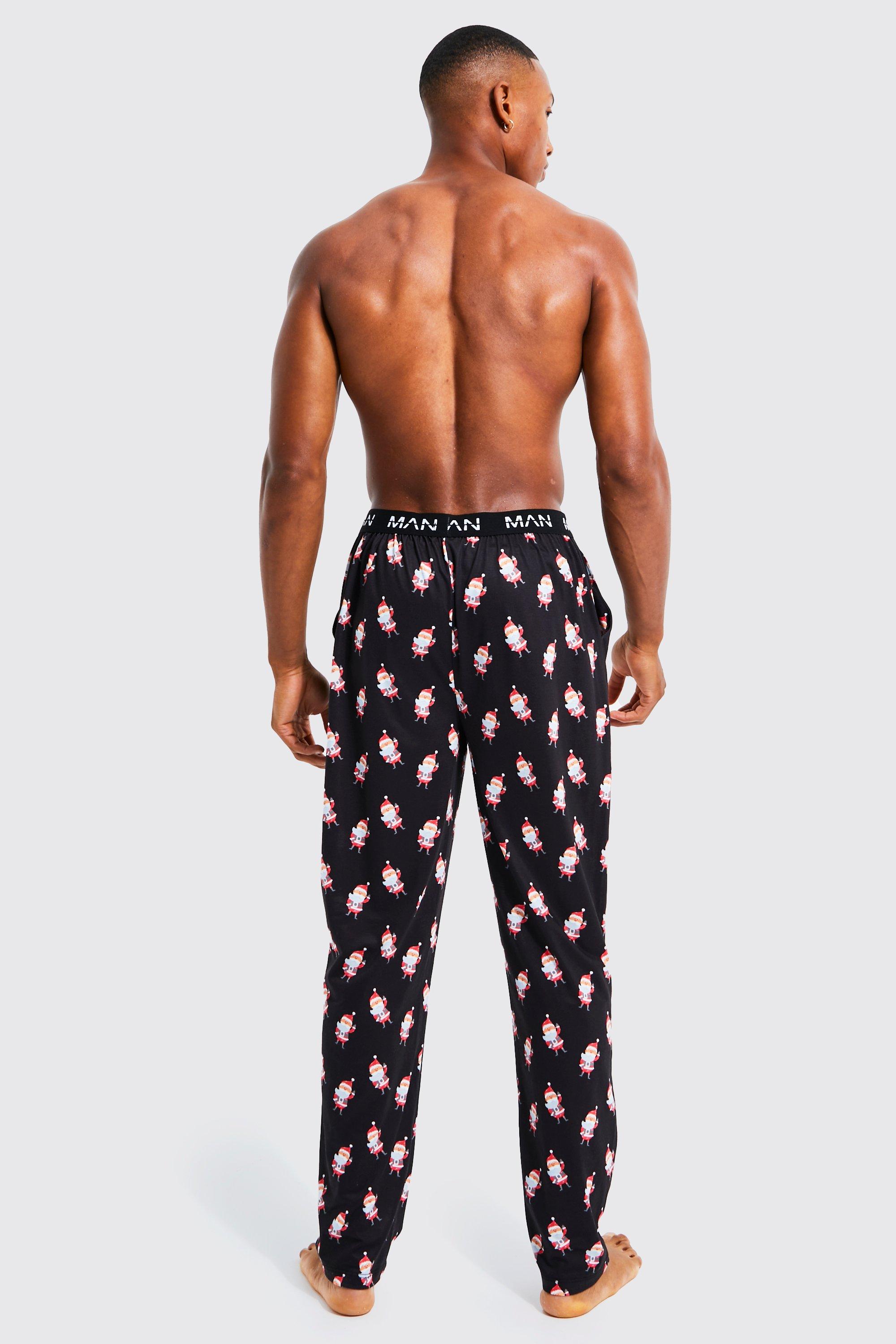 Men's Fun Print Pajama Lounge Pants, Black