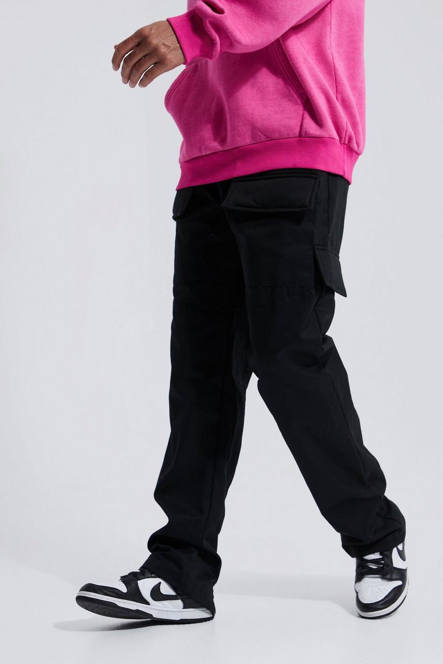 Black Tall Straight Fit 4 Pocket Zip Cargo Trouser