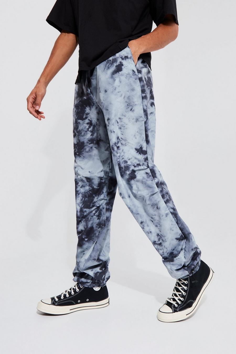 Grey grå Tall Baggy Tie Dye Parachute Trouser image number 1