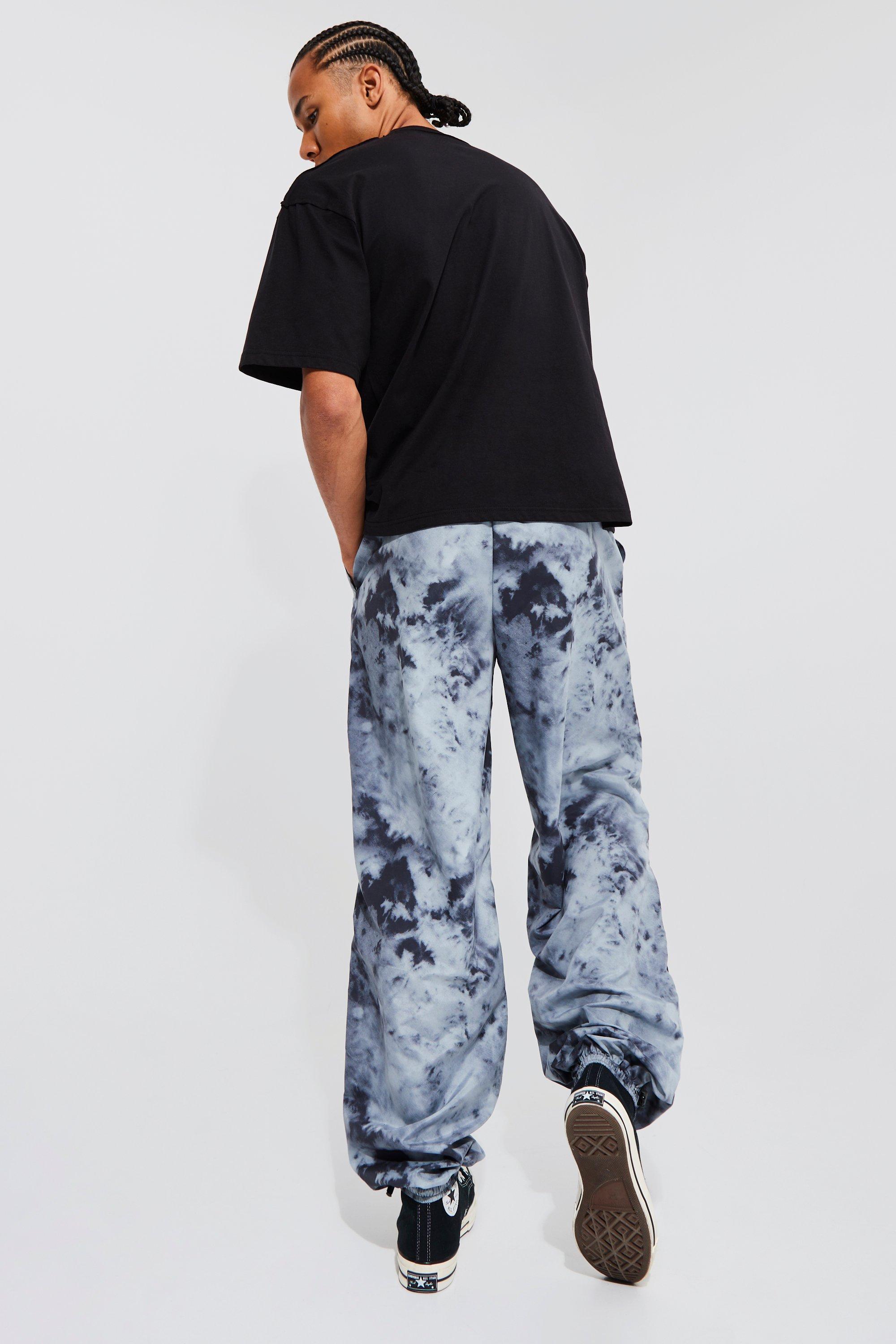 Tie Dye Baggy Cargo Jeans In BLUE