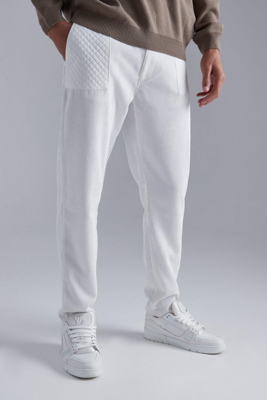 Ecru blanc Tall Tapered Fit Pocket Detail Cord Trouser